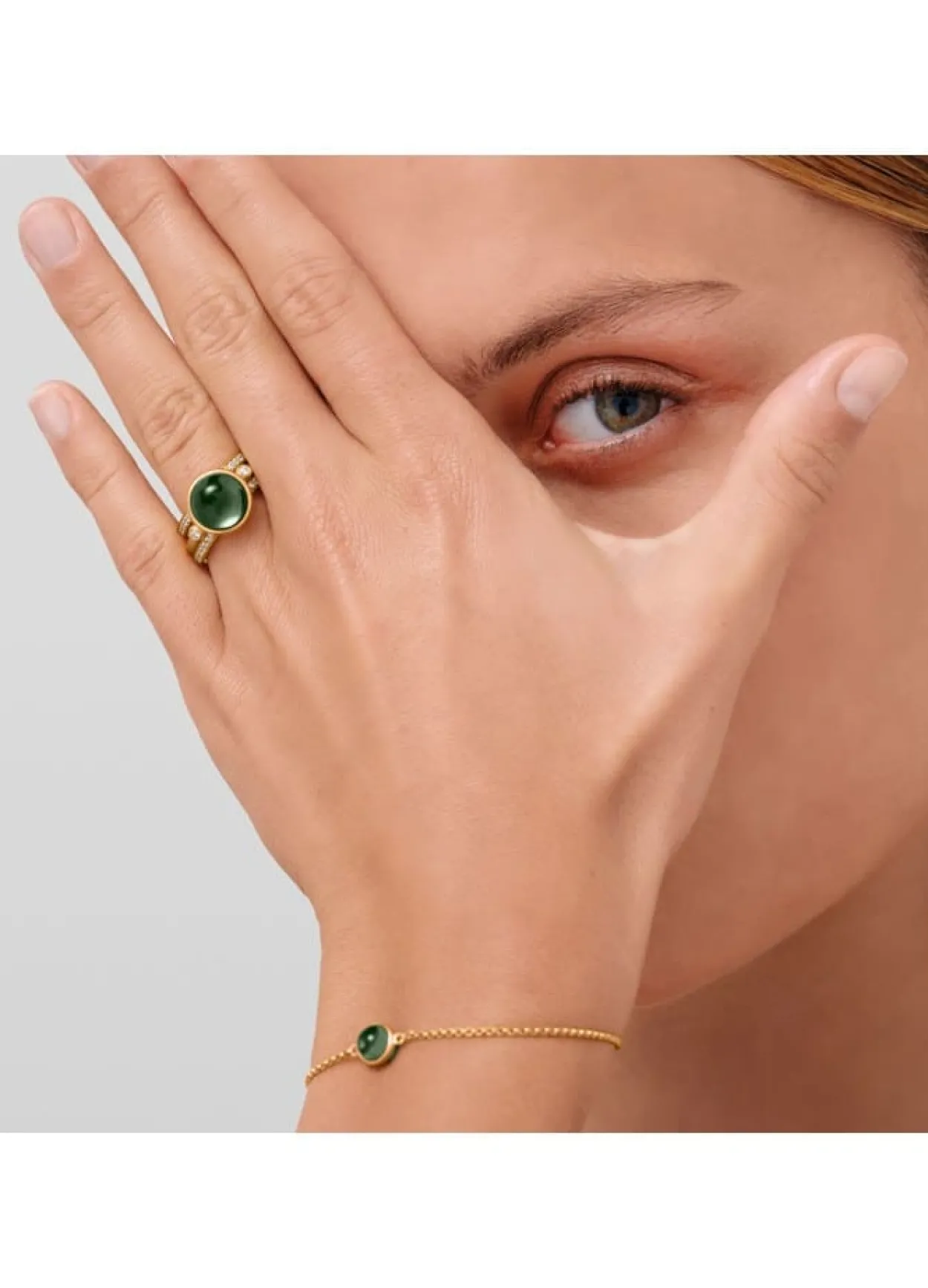 JULIE SANDLAU PRIME RING MED GRØN AMETYST KRYSTAL - RI248GDGRATCRCZ