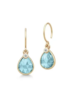 JULIE SANDLAU ØRERINGE FORGYLDT SØLV MED AQUA BLUE KRYSTAL - HKS750GDAQBLUCRCZ