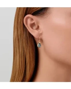 JULIE SANDLAU ØRERINGE FORGYLDT SØLV MED AQUA BLUE KRYSTAL - HKS750GDAQBLUCRCZ