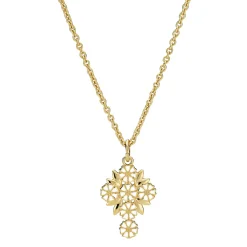 LUND COPENHAGEN MARGUERIT HALSKÆDE KORS SØLV FORGYLDT - 9025077-M
