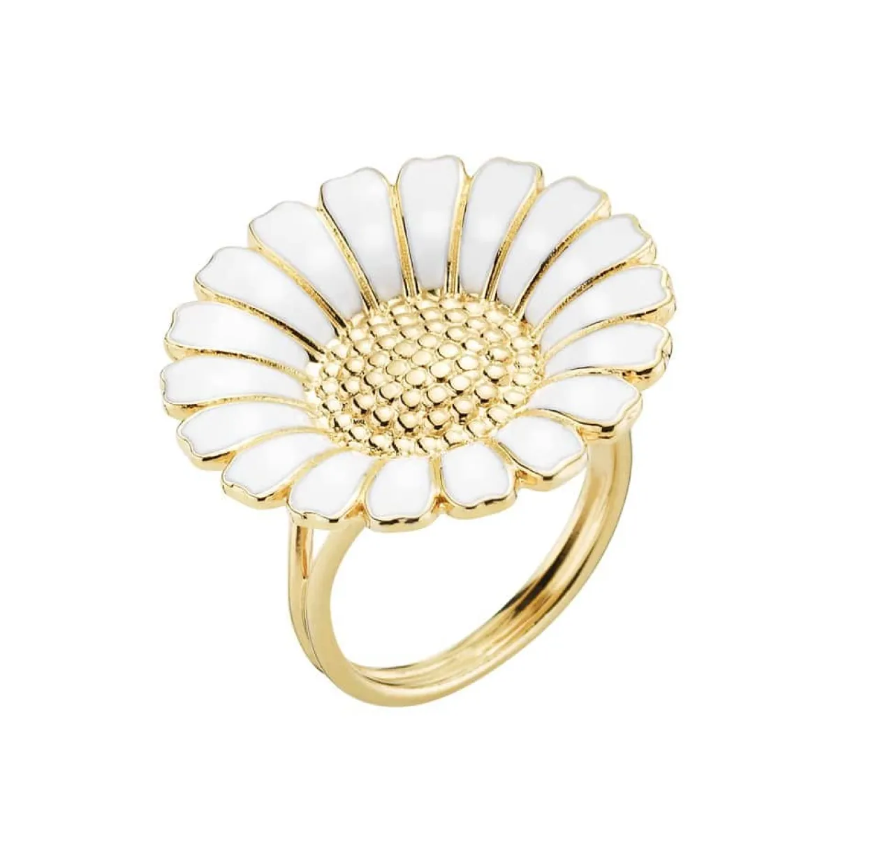 LUND COPENHAGEN MARGUERIT RING 25 MM FORGYLDT HVID - 907025-M