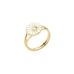 LUND COPENHAGEN MARGUERIT RING FORGYLDT SØLV MED HVID EMALJE - 907011-M