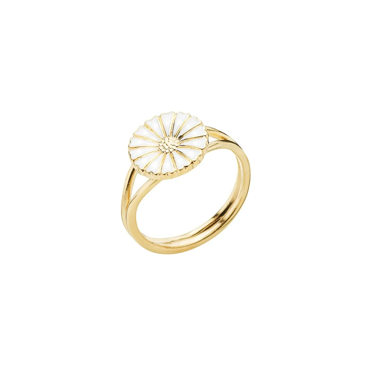 LUND COPENHAGEN MARGUERIT RING FORGYLDT SØLV MED HVID EMALJE - 907011-M