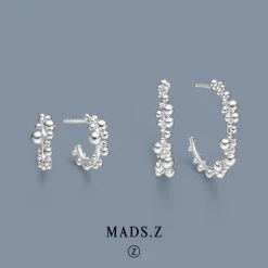 MADS Z BUBBLES ØRERINGE HALVCREOL 13 MM I SØLV - 2110066