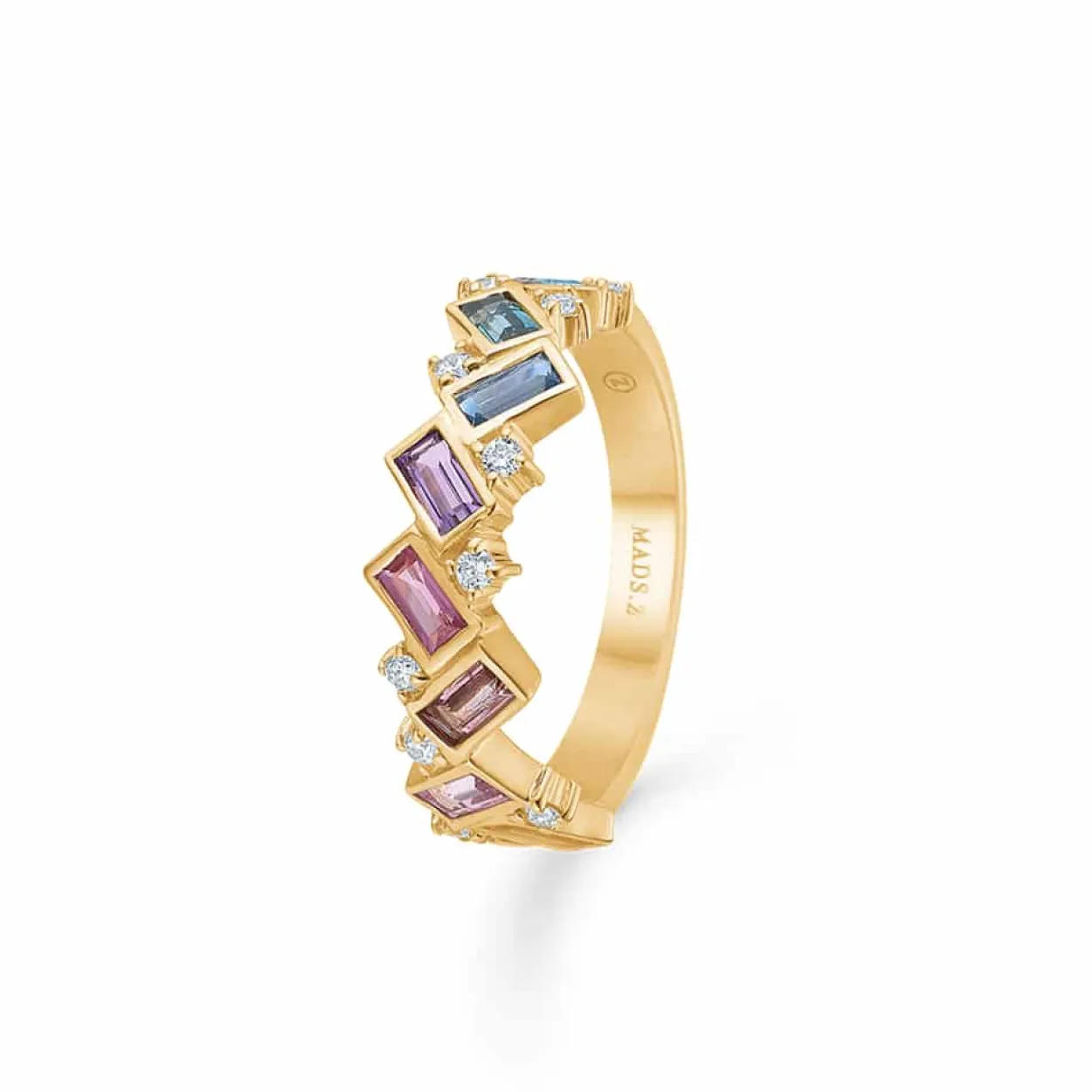 MADS Z COLUMBINE RING 14 KT GULD MED ÆGTE STEN OG DIAMANTER - 1544089