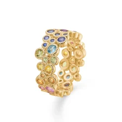 MADS Z LUXURY RAINBOW RING 14 KT GULD RING MED ÆGTE STENE - 1544063