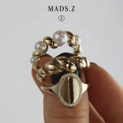 MADS Z SWIRL W. PEARL RING 14 KARAT GULD MED PERLER - 1543086