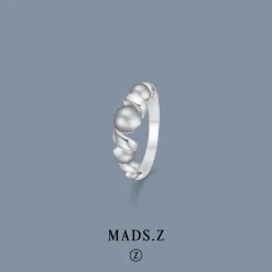 MADS Z SWIRL W. PEARL RING SØLV MED GRÅ PERLER - 2143086
