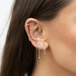NORDAHL JEWELLERY LABRET PIERCING SØLV MED TRE KUGLER - 30140020900