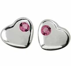 NORDAHL JEWELLERY ØRESTIK HJERTE MED LYSERØD STEN - 30690120900