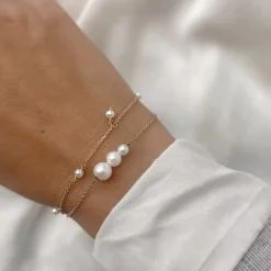 SCROUPLES ARMBÅND 9 KARATS GULD FERSKVANDSPERLE - 34303A,M