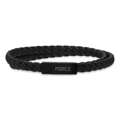 SCROUPLES FORCE ARMBÅND FLETTET LÆDER SORT 21 CM - 02981,21