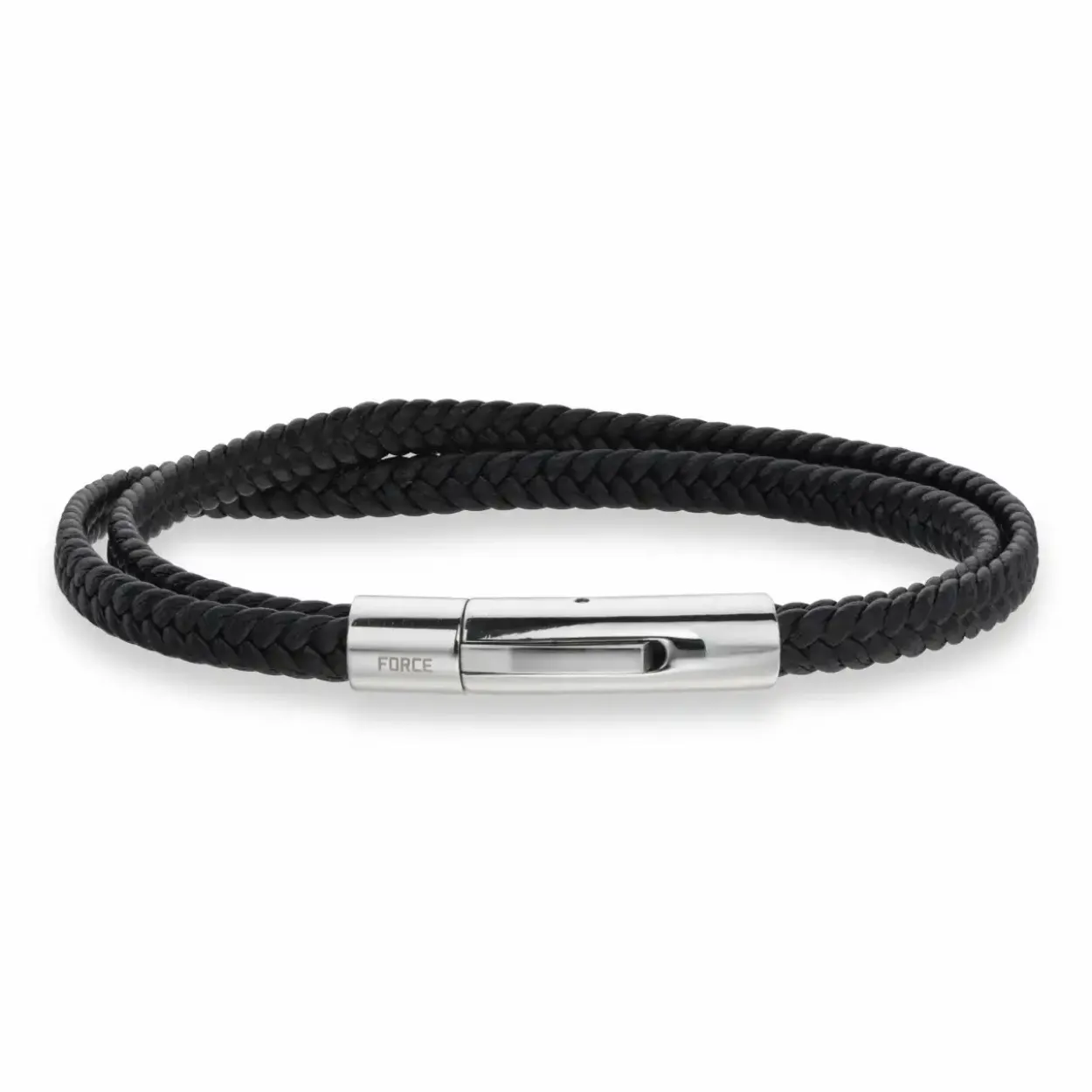 SCROUPLES FORCE HERRE ARMBÅND SORT DOBBELT LÆDER 21 CM - 03431A,M