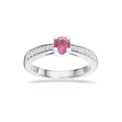 SCROUPLES JUBILÆUMSRING RING 14 KARAT HVIDGULD MED PINK SAFIR - 7536,40P