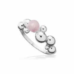 SCROUPLES RING I SØLV MED KUGLER OG ROSA QUARTZ - 728652