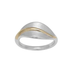 SIERSBØL RING SØLV BLAD MED 8 KARAT GULD STRIBE - 127 024