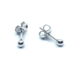 SØLV KUGLE ØRESTIKKER RHODINERET 3 MM MASSIV
