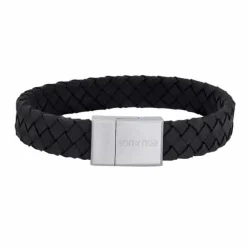 SON OF NOA ARMBÅND SORT LÆDER 19 CM MED STÅL LÅS - 80970149119