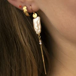STINE A ØRERING I FORGYLDT SØLV MED BAROQUE PERLE -1268-02-S