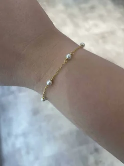 STUDIO Z ARMBÅND SØLV FORGYLDT SHORE MED PERLER - 7253344