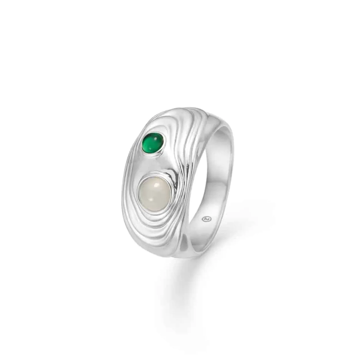 STUDIO Z SØLV SHELL RING MED GRØN ZIRKONIA - 7147836