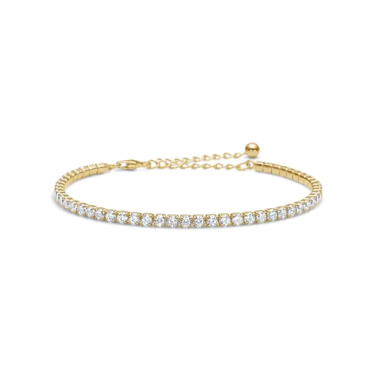 STUDIO Z TENNIS ARMBÅND SØLV FORGYLDT STEN - 7257098
