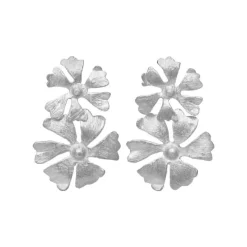 SUSANNE FRIIS BJØRNER BLOMSTER ØRERING MED TO BLOMSTER I SØLV - 5699-1