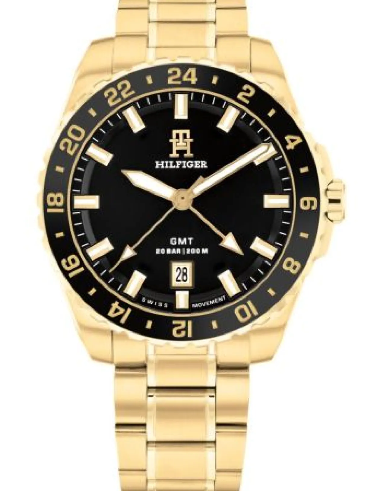 TOMMY HILFIGER TH85 GMT UR GULDFARVET MED LÆNKE - 1792133