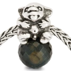 TROLLBEADS BABYTROLD SØLV KUGLE MED BLÅ TIGERØJE - TAGBE-00125
