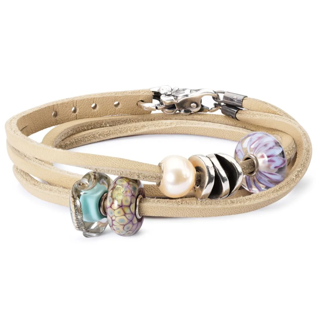 TROLLBEADS LÆDERARMBÅND BEIGE 36CM - TLEBR-00010